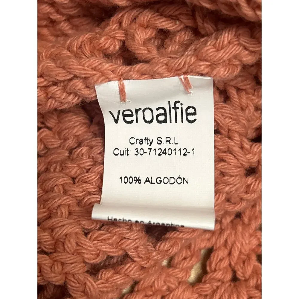 Anthropologie Veroalfie Brown Crochet Open Knit Short Sleeve Peplum Blouse Top 2